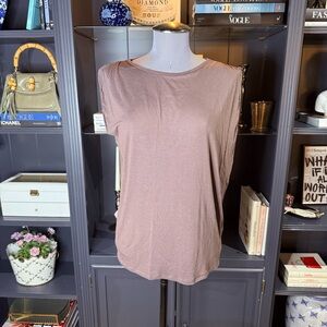 Marcella Draped Sleeveless Knit Top – Taupe – Size XS